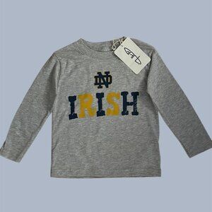 Notre Dame Fighting Irish Shirt Toddler Size 2T Gray Long Sleeve T-Shirt !!!